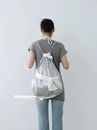 Okul Çantaları Kore Gümüş Bale tarzı Kadınlar Sırt Çantası Bow Tie Niche Çevre Yüksek Kapasite Drawstring Mochilas Para Mujer