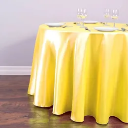 Toalha de mesa redonda de cetim sólido, conjunto para aniversário, casamento, restaurante, suprimentos para festas de fim de ano