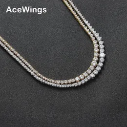 Pendant Necklaces 2mm-5mm Brass Tennis CZ Chain 3 Prong Fashion Female Zircon Necklace BC153 231204