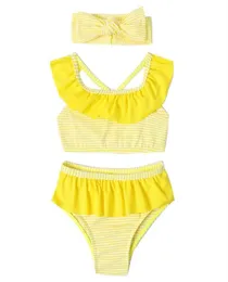 Costumi da bagno per ragazze Costumi da bagno sportivi bikini Set Moda Comoda fascia per capelli Costumi da bagno da spiaggia per bambini316d4918898