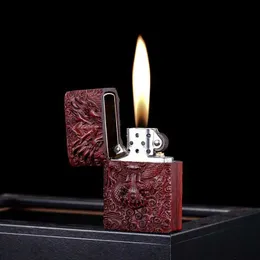 Лидер сандаловой серии, керосиновая зажигалка с открытым пламенем, высококачественный мужской подарок, деревянная гравировка