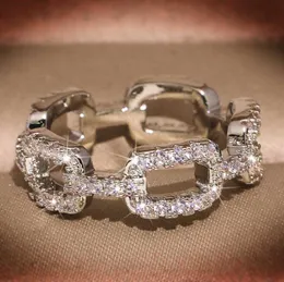 Marca de moda quente designer banda anéis para mulheres prata brilhante anel de cristal festa casamento jóias com cz bling diamante pedra novo 2023