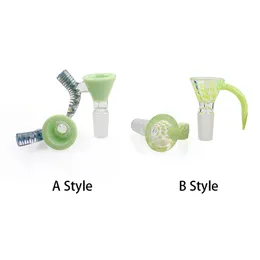 Rökningstillbehör A/B Style14mm 18mm Male Green Glass Bowl för tobaksglasvatten Bongs Dab Rigs Pipes