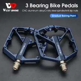 Cykelpedaler West Cykling Ultralight Bike Pedals 3 Lager icke-halk MTB Road Cycling BMX Pedals Aluminium Alloy Flat Pedals Cykeltillbehör 231207