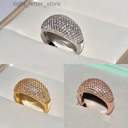 Pierścień Solitaire luksusowy ring gwiazdy nieba pełny diament z cyrkonem miedziana złota i moda damska pierwsza biżuteria 925 srebrna yq231207