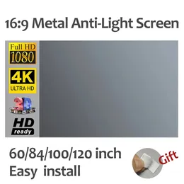 Ekrany projekcyjne przenośny ekran projektora Metal anty-światło 84 100 120 cali Wysoka jasność ekrany projekcyjne dla projektora domowego 231206
