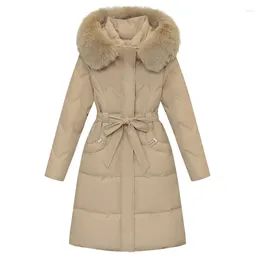 Women's Trench Coats Down Parka Women Belt Slimming Jacket For Long Knee Length With Thickened Warmth And Fashionable Coat 875qs