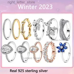 Solitaire Ring 2023 Winter New 925 Silver High Quality Original Sparkling Herbarium Cluster Pear Halo Ring Women's Jewelry Christmas YQ231207