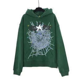 2023 Sp5der designer green hoodie men sweatshirt top quality sweat shirt youth pop fashion trend loose long-sleeved hoodie with print pant hoodie set man size S-XL