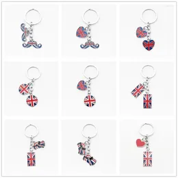 Keychains Jewelry Key Chain Metal Excellent Quality Heart Pendant UK Flag Keychain GB British Union Jack Keyring
