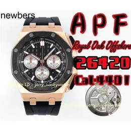 Erkekler Audemar Pigue Watch APF Fabrikası 26420 Roy Luxury Mens Cal4401 43mm QuickRelease Strap ile Mekanik Kronograf Hareketi ile Son CNC Teknoloji Kılıfı