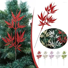 장식용 꽃 10pcs 크리스마스 인공 잎 지점 Diy Xmas Tree Thenament Decoration for Home Room Party Decors