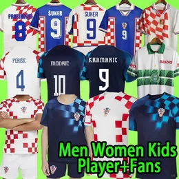 Croácia 2023 Futebol Jerseys MEN KIT KIT MULHERES Fãs Versão 22 23 MODRIC MAJER Croácia 2024 GVARDIOL KOVACIC SUKER Retro 1997 1998 2002 Croacia Football Shirt T