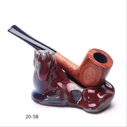 latest Solid Wood Hand Smoking Wooden Cigarette Pipe 4 Styles Carved Cigar tobacco Herbal Filter Pipes Bowl Accessories Tool Tube Oil Rigs