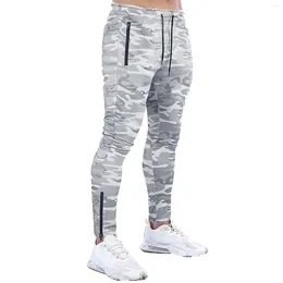 Pantaloni da uomo mimetici sportivi da allenamento da jogging con tasca con cerniera e corda da tirare Abbigliamento maschile streetwear casual