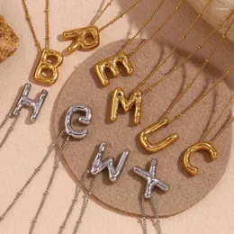 Hänghalsband personliga inledande 3D -ballong Alfabetet bokstav halsband rostfritt stål engelska smycken födelsedagstillbehör