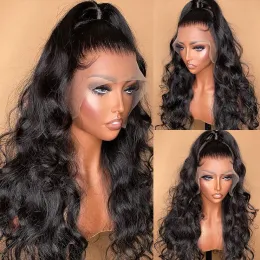 180Ddensitet HD Body Wave Spets Front Wigs Human Hair Spets Wigs Pre Plucked Transparent spets Brasiliansk svart/blond/röd/rosa peruk för kvinnor