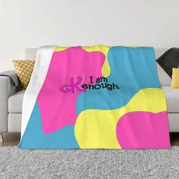 Blankets Colorful I Am Kenough Blanket Cover Flannel Throw Summer Air Conditioning Printed Soft Warm Bedspreads 231207