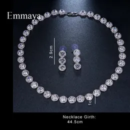 Zestawy biżuterii ślubnej marka Emmaya Wspaniała okrągły biały złoty kolor AAA sześcien cyrkon dla kochanków Prezent 231207