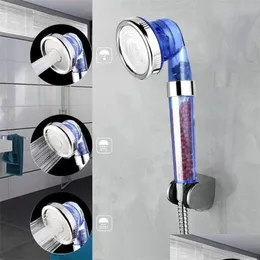 Cabeças de chuveiro de banheiro Mão de alta pressão Poupança de água Componentes de cabeça de pulverizador 3-Modo Iônico Premium Cloro Filtro Drop Delivery Home Dhevi