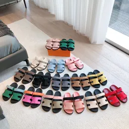 Top quality Classic mules slippers Fashion leather Patchwork Flat sandals slides men womens shoes Luxury designer slide for men Beach holiday shoes Large size 35-46
