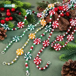 Decorazioni natalizie 2.4M Pendenti di caramelle colorate Ghirlanda di perline Albero di Natale Ornamenti appesi per camino Ghirlanda Decorazioni per la casa Forniture per feste 231207