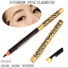 Hot makeup double eyebrow pencil Leopard patterned aluminum tube crayon pencil ebony soft brown chocolate free delivery Eye brow