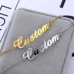 Charm-Armbänder, personalisiertes Namensarmband, Edelstahlkette, Buchstabe, individueller Schmuck, Geburtstagsparty-Geschenk 231207