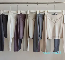 Yoga-Henley-Shirt für Mädchen, Shrits, Laufen, langärmelig, Baumwolle, gebogen, Outfits für Erwachsene, Sportbekleidung, Fitnessstudio, Fitness