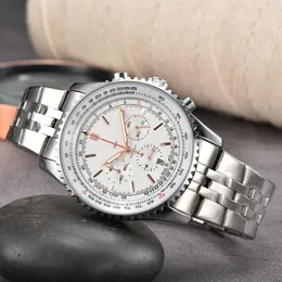 Mens Multi Dial Quartz 자동 이동 시계 Navitimer Watches Business 1884 Ladies Orologio Silver Plated Watchband 우아한 디자이너 남자 손목 시계