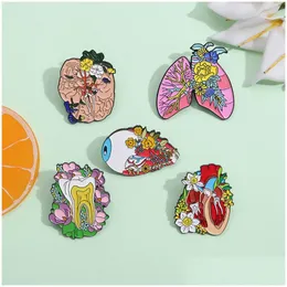 Pins Broschen Pin für Frauen Männer SKL Blume Colorf Orgel Herz Lustige Abzeichen und Kleid Tücher Taschen Dekor Nette Emaille Metall Schmuck Geschenk F Dh6M8