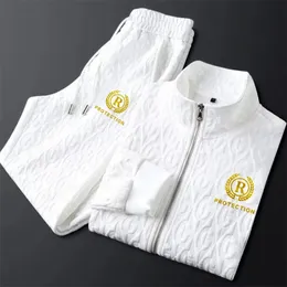 Calças femininas de duas peças outono primavera lazer masculino conjunto zíper casaco jaqueta impressão design chique marca ins moda esportes 2 231207