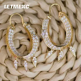 Letmexc brincos de moissanite banhados a ouro antigo 925 prata esterlina cheia de diamantes d cor Vvs1 vintage