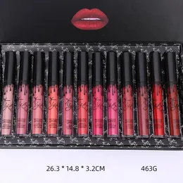 Lip Pencils 12pcs Kylie Matte Lip Gloss Set Make Up Set Presente Longa Duração Hidratante Batom Tubos Mulheres Lip Tint Coametic Maquiagem 231202