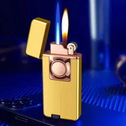 Double Fire Two Way Metal Jet And Normal Switch Flame Torch Cigar Lighter Creative Personality Men Gift