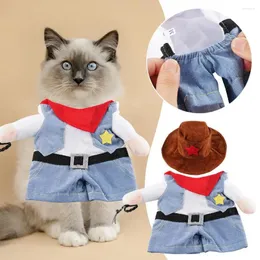 Cat Costumes Pet Dog Cadılar Bayramı Komik Kostüm Kovboy Kıyafetleri Küçük Köpekler Cosplay Malzemeleri Aksesuarları U7J0