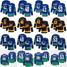 2020 Vancouver Canucks Jerseys 40 Elias Pettersson 6 Boeser 53 Bo Horvat 43 Quinn Hughes 10 Pavel Bure Hockey Jersey