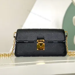 أكياس مرآة جودة الرسول محفظة Pochette على سلسلة Mets الكتف حقيبة يد منقوشة ناعمة حبيبية البقر المتقاطع حقيبة يد 22 سم مع صندوق L447