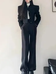 Dwuczęściowe spodnie kobiet blazer Court vintage noir pour femme veste et pantalon tailleur-pantalon femme tryb elegante dekontracte 231205
