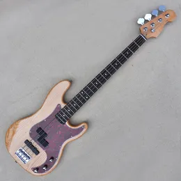 4 dizeler doğal ahşap renk kül elektrik bas gitar, 20 perde ile gül ağacı fonboard kırmızı inci pickguard özelleştirilebilir