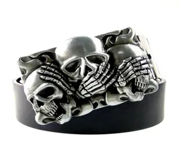 벨트 캐주얼 블랙 푸 가죽 men039s 고관절 허리 청문 see spoy no evil shy skuls metal buckle 서양 카우보이 액세서리 b4224324