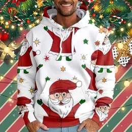 Erkek Hoodies Noel Baba Grafik Sweatshirt Drawstring Sakulaklar Bollgy Navidad Jumper Trendy Celebation Est Sudaderas