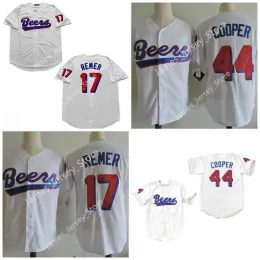 Baseball College College Baseball Wears Wears College Men's The #44 Joe Cooper BaseKetball Beers Baseball Jersey White Button Down Film Jers