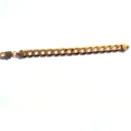 Bransoletka do mankietu 6 mm Solid Gold Wykończenie drobna wysokiej jakości męska kubańska krawężnik Łańcuch łańcuchowy obrób