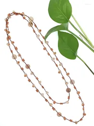 Ciondoli 3 4mm Collana di corallo Sunstone 6 8mm Cristalli FoLisaGioielli unici bohémien a lunga tendenza per donne Ragazza regalo 50 pollici