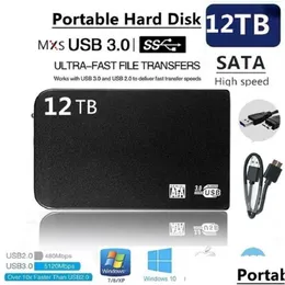 Externa hårddiskar 2.5 8TB Solid State Drive 12TB lagringsenhet dator bärbar USB3.0 SSD Mobil skiva Durexternal droppleverans DHX0P