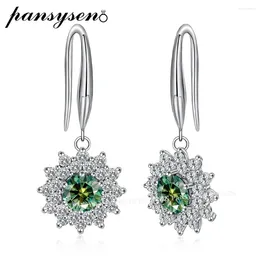 Dangle Earrings Pansysen 925 Sterling Silver Flower0.5ct Moissanite for Women Trendy Drop Earing Wedding Fine Jewelry