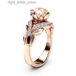 Solitaire yüzüğü vintage elmas 18k gül altın yüzük değerli taş alyans kadınlar için saf topaz bague anel mücevher anillos de bizuteria taş yq231207