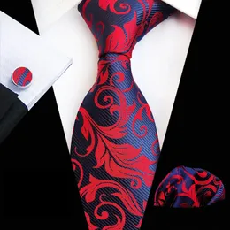 Neckband manschett länkar silke slips för män lyxiga slips hanky set 3st manschettknappar fick fyrkantiga blad blad paisley mäns bröllop fest 231206