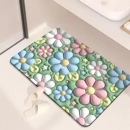 カーペットフロアマット3D視覚効果クイック乾燥ダイアトムマッド40x60cmフラワーパターンバスルームアンチスリップ毎日使用231207